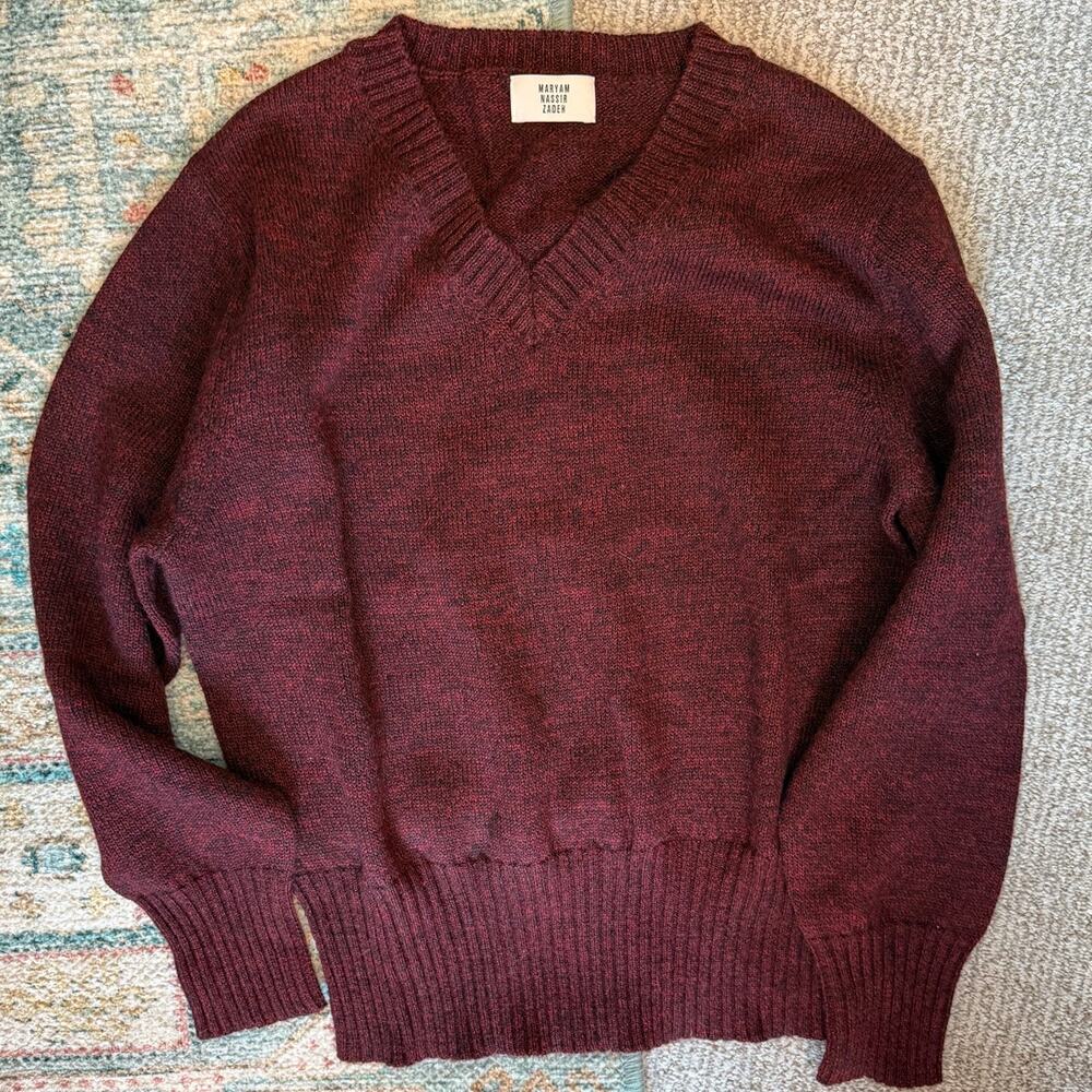 MARYAM NASSIR ZADEH – Annora Sweater Merlot Maroon - Large (New) - Picture 4 of 9